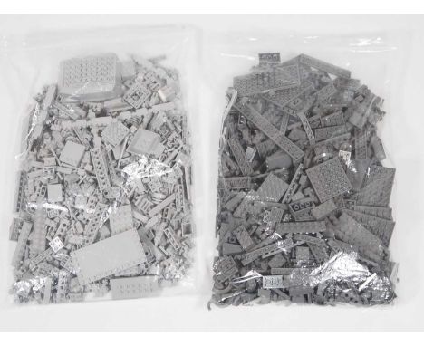 LEGO - A selection of recent 'new' light and dark grey bricks and bases (Q)