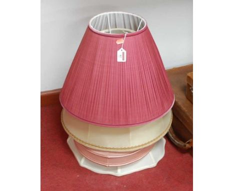 A pink pleated silk light shade; together with three other light shades (4)