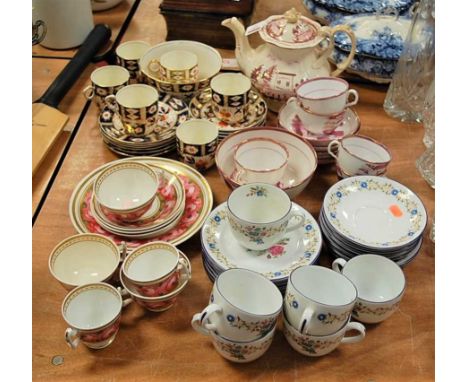 A Victorian Sunderland lustre part tea service; together with a Crown Derby part tea service in the Imari palette; and variou