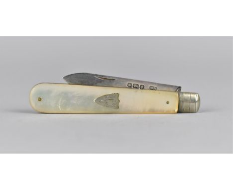 A Silver Bladed and Mother Pearl Handled Pen Knife, Sheffield Hallmark, 12cm Long 