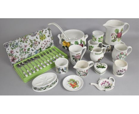 A Collection of Various Portmeirion China to comprise Botanic Garden Jug, Heart Shaped Box, Ladle, Cups Etc 