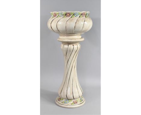 A Mid/Late 20th Century Continental Glazed Ceramic Jardiniere on Stand, 66cms High 