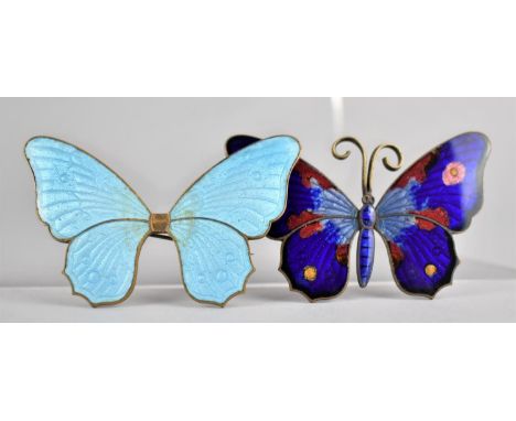 Two Enamel on Copper Brooches in the form of Butterflies, 6.5cm wide 