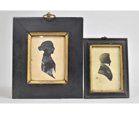 Two Early 19th Century Framed Miniature Silhouettes, Army Officer and Young Lady 
