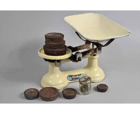 A Mid 20th Century Viking Kitchen Scales with Cast Iron Weights 