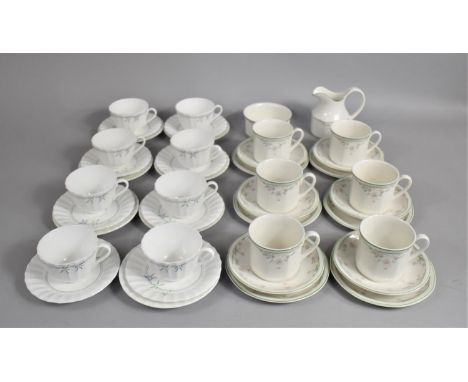 A Royal Doulton Caprice Pattern Tea Set together with a Royal Worcester Green Bamboo Example 