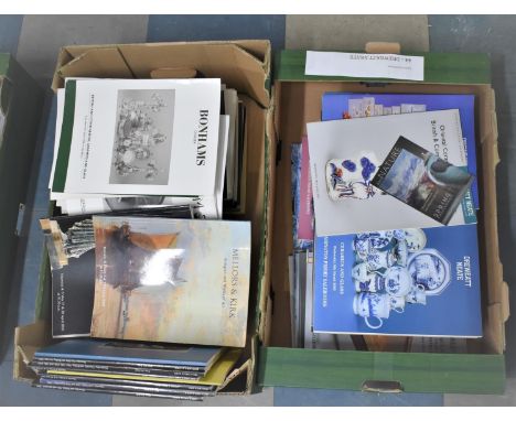 Two Boxes of Various Auction Catalogues to include Mellors and Kirk, Bonhams, Dreweatt to include Mainly Ceramic and Glass 
