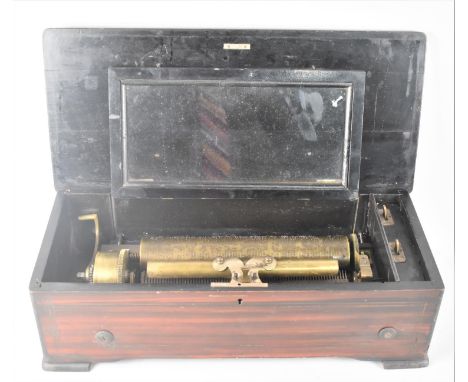 A Late 19th/Early 20th Century Continental Music Box with Barrel Movement on One Piece Comb, Stop/Start and Change/Repeat Sel