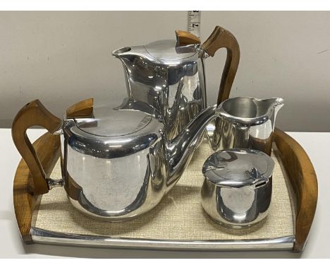 A vintage Picquot ware tea service with tray
