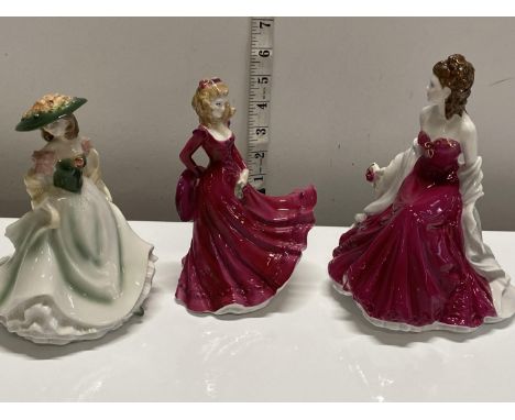 Three assorted Royal Worcester lady figurines, shipping unavailable