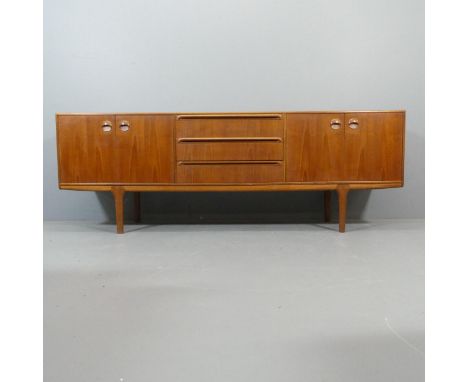 A.H MCINTOSH & CO. - A mid-century teak sideboard, with three drawers between four cupboard doors, and maker's label. 213x75x