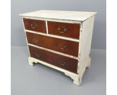 A painted mahogany chest of two short and two long drawers, raised on bracket feet. 81x75x44cm 