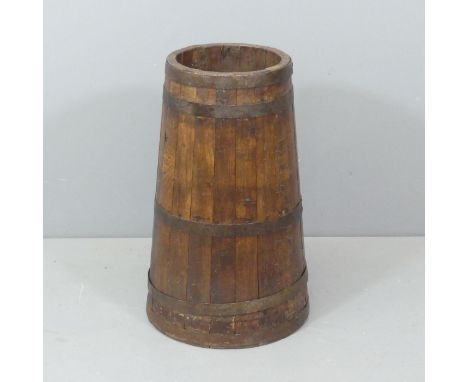 A French coopered oak stick stand. Height 55cm. 