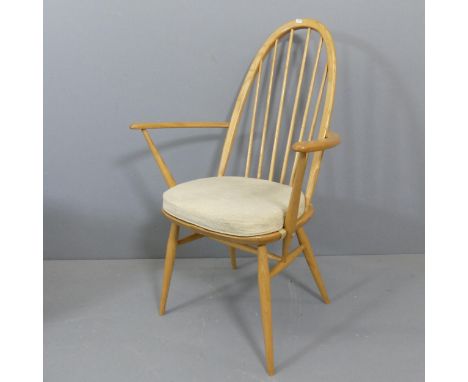 ERCOL - A mid-century Windsor Quaker arm chair, with maker's label. 
