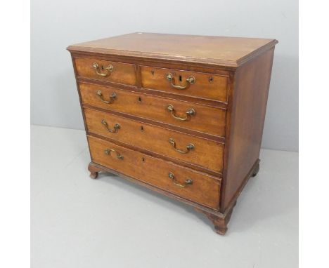 A Georgian oak chest of two short and three long drawers, raised on bracket feet. 89x79x54cm. 