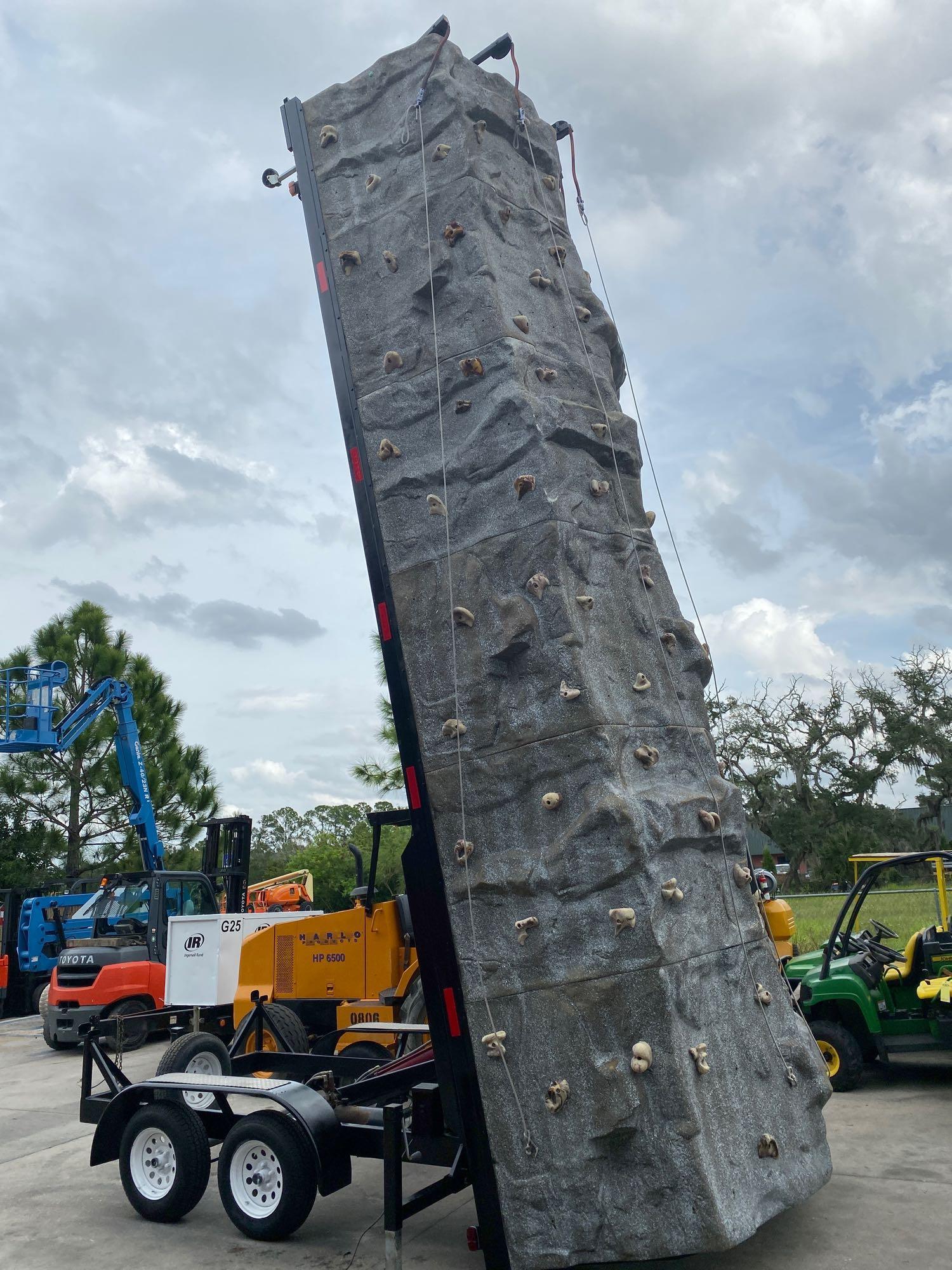 ROCK CLIMBING WALL TRAILER MOUNTED, SELF CONTAINED HYDRAULIC SYSTEM