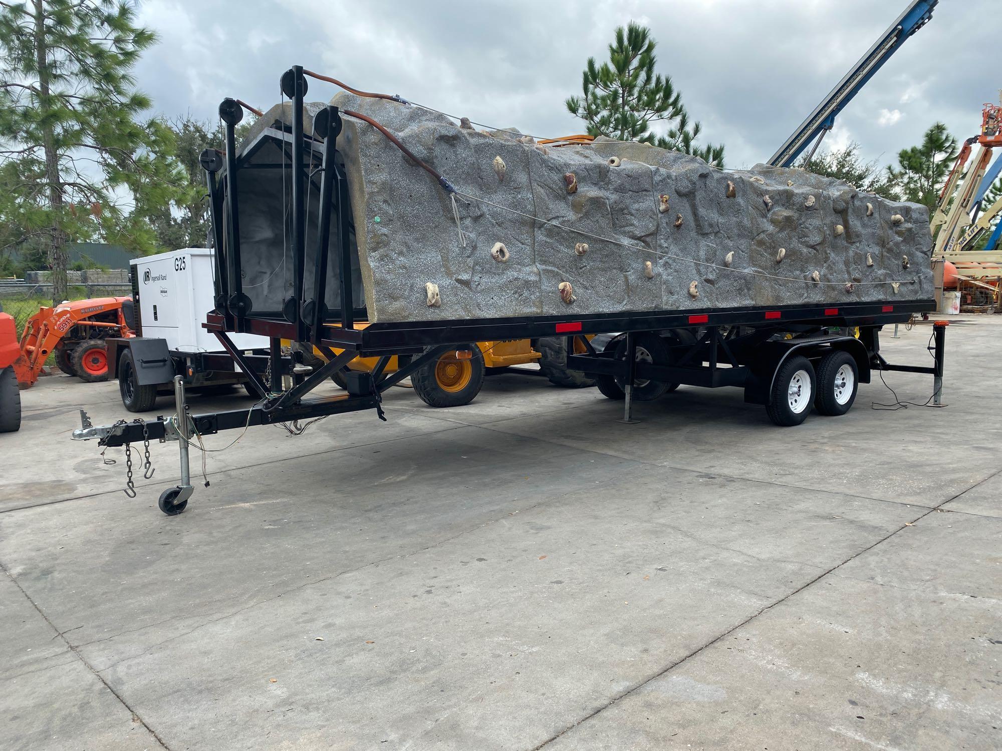 ROCK CLIMBING WALL TRAILER MOUNTED, SELF CONTAINED HYDRAULIC SYSTEM