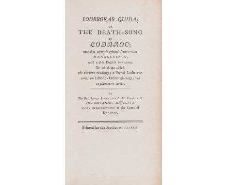 Scandinavia.- Norse Literature.- Johnstone (Rev. James, translator) Lodbrokar-Quida; or the Death-Song of Lodbroc, half-title
