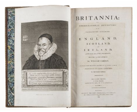 Britain.- Camden (William) Brittania: Or a Chorographical Description of..., 4 vol., 56 engraved folding maps (only, of 57), 