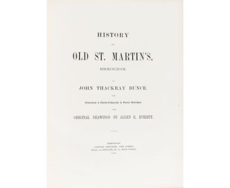 NO RESERVE Birmingham.- Bunce (John Thackray) History of Old St. Martin's, Birmingham, first edition, list of subscribers, 9 