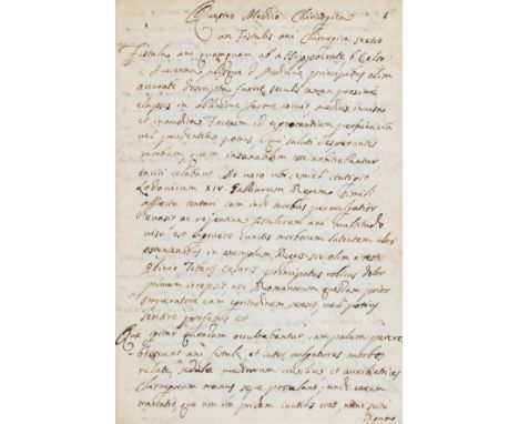 Medicine.- Astruc (Jean) De fistula ani, manuscript copy of Latin text, title and 42 numbered pp., a few small stains, contem