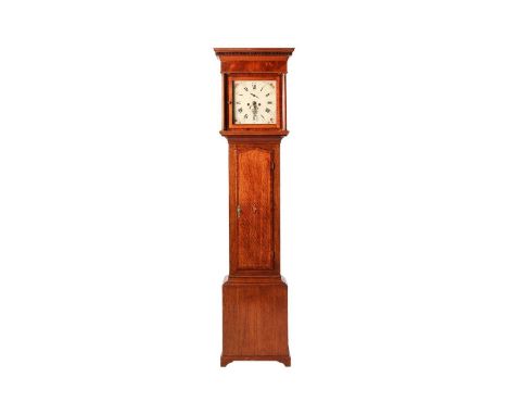 Thomas Brown of Chester; a late George III oak and mahogany cased 8-day longcase clock, with painted one-piece 31 cm dial., c