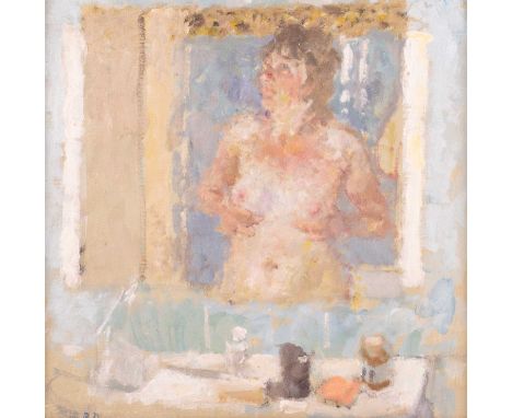 Bernard Dunstan R. A., R. W. A., N. E. A. C. (British 1920 - 2017), In the Bathroom Mirror, initialed 'BD' (lower left), oil 