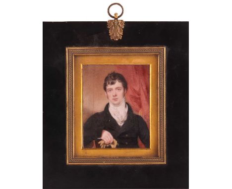 Sir William Charles Ross (British 1794-1860) Portrait of a seated gentleman wearing a black coat  initialled and dated 'WCR 1