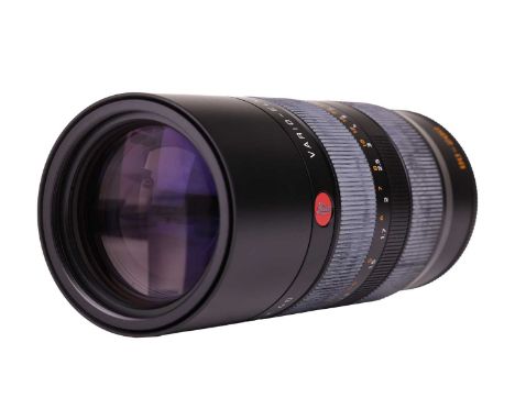 A Leica Vario-Elmar-R f4 80-200mm Lens, serial no. 3994188, in original box with manufacturer's leather case and paperwork.Fr