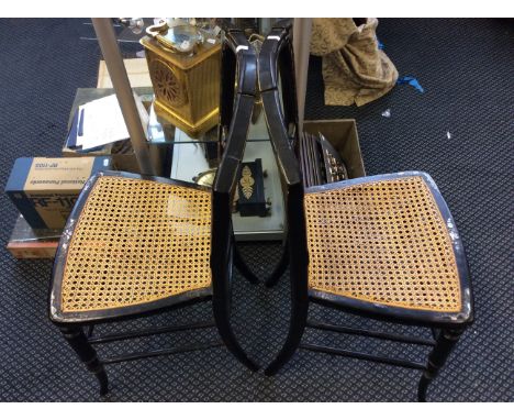 A pair of chairs with mother of pearl enamel.