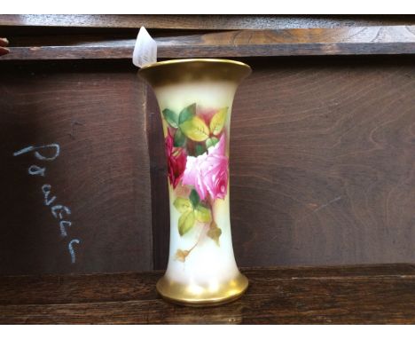 A Royal Worcester florally decorated vase, signed SPILSBURY.