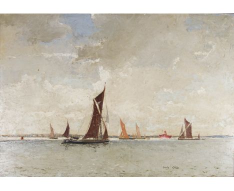 CHARLES DAVID COBB, P.P.R.S.M.A., R.O.I. (1921 - 2014) Framed, signed, oil on board, maritime seascape with boats on horizon,