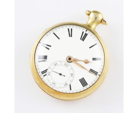 A George III silver gilt Barraud, London, fusee movement key wind open face pocket watch, the white enamel dial having hourly