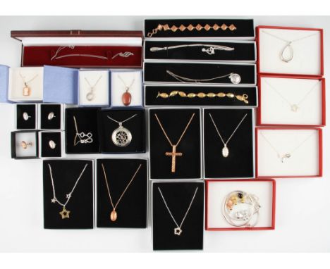 A collection of jewellery to include pendants, bracelets, neckets, a bangle, charm bracelets etc., some items stamped 925, (a