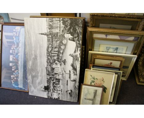 Large quantity of various frames and prints, mostly framed, (quantity).