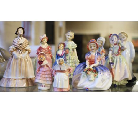 A group of assorted Royal Doulton and Coalport lady figures including; Hannah, Darling, Babie, Tootles, The Little Bridesmaid