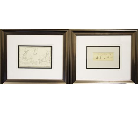 EDWARD SEAGO R.B.A., R.W.S. (1910-1974) Two framed, unsigned, c. 1960's, pencil sketches on paper, one showing designs for mu