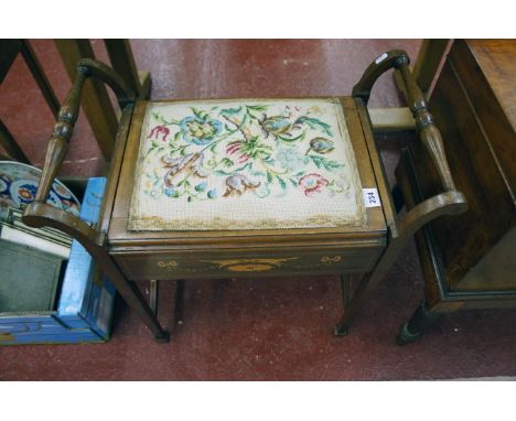 Edwardian inlaid piano stool