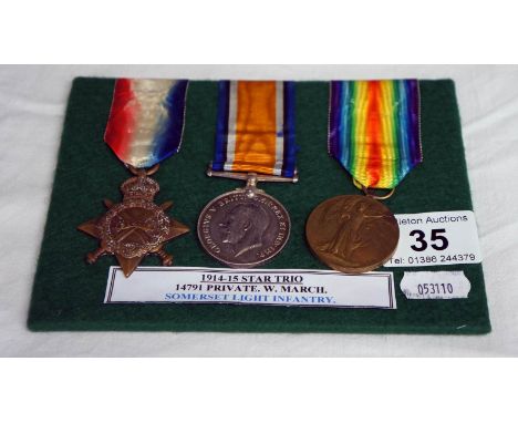 Medals - 1914 star trio 14791 Private W March (Somerset Light Infantry)
