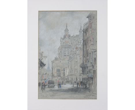 Original coloured pencil &amp; chalk artwork THE STRAND &amp; TIVOLI MUSIC HALL, LONDON a draft design for the LMS poster in 