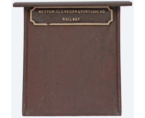 Weston Clevedon &amp; Portishead Railway fully titled cast iron Poster Board Heading measuring 12in x 2.5in still mounted on 