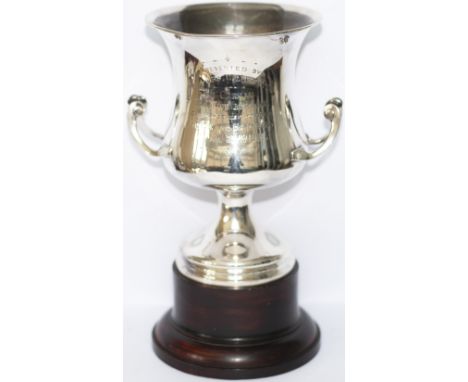 Silver presentation cup presented to CARMEN T.H.C. TWINBERROW G.W.R. HOCKLEY FOR BEST HORSE AND HARNESS APRIL 23rd 1931 BY MR