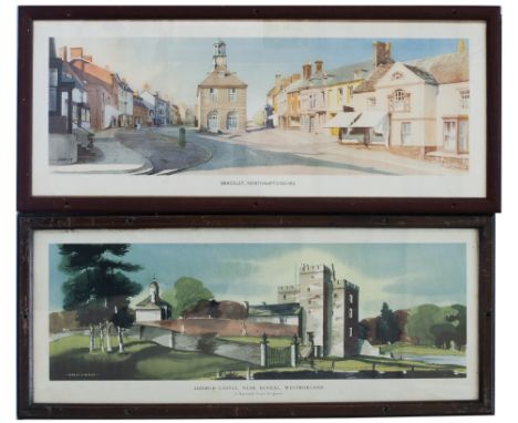 Carriage Prints x 2. BRACKLEY, NORTHAMPTONSHIRE by Charles Knight R.W.S. from the London Midland B Series, issued 1951 in an 