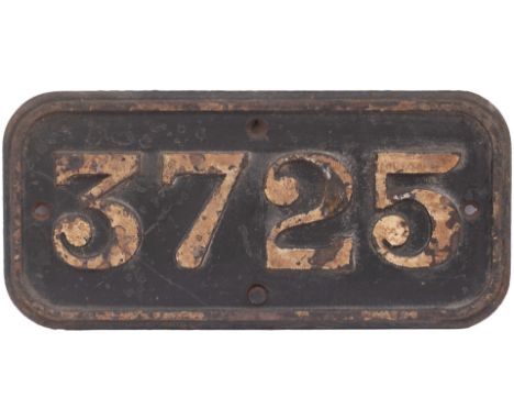 Note Updated description ! This cabside has a Crack in it. GWR cast iron cabside numberplate 3725 ex Collett 0-6-0 PT built a