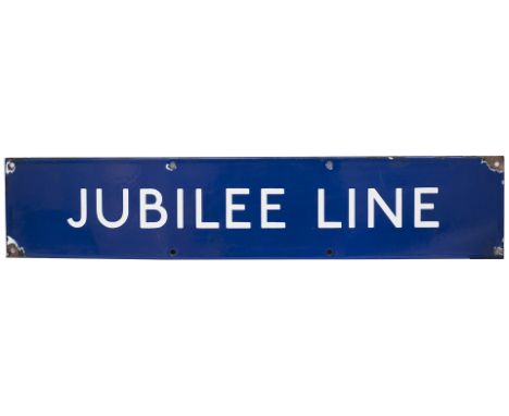LT Double Royal enamel poster board heading JUBILEE LINE. In very good condition with some minor edge chipping measures 25.75