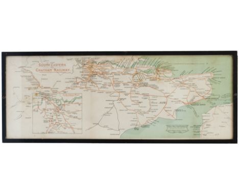 South Eastern &amp; Chatham railway carriage panel line diagram for the whole of the system including their Ferry routes to F