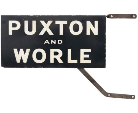 Great Western Railway enamel lamp tablet PUXTON &amp; WORLE from the station on the line between Yatton and Highbridge closed