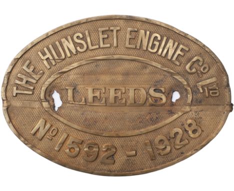 Worksplate THE HUNSLET ENGINE CO LTD LEEDS No 1592 1928 ex LMS Fowler 0-6-0 T numbered LMS 7568 and BR 47568. Allocated to 25