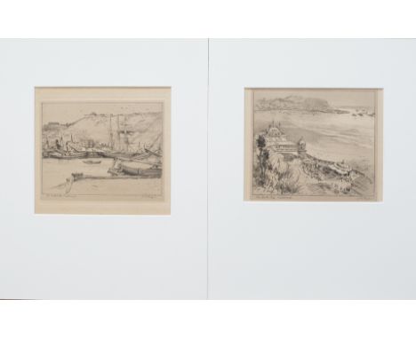 Two draft pencil artworks CASTLE HILL, SCARBOROUGH &amp; SOUTH BAY, SCARBOROUGH by J W King for the LNER pencil sketch series