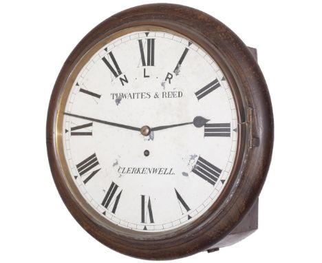 North London Railway 12in dial mahogany cased railway clock with supplied by Thwaites &amp; Reed of Clerkenwell in 1868. The 